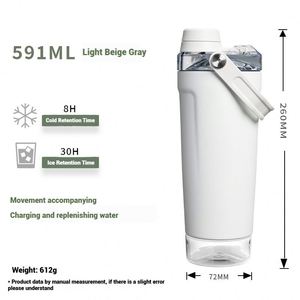 Botella Mezcladora de Acero Inoxidable Aislada a Prueba de Fugas con Base de Almacenamiento para Batidos de Proteínas para Fitness - Product Image 6