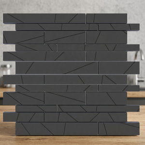 <b>Backsplash</b> Black Pearl Mosaic Glass Kit Square Hexagonal Linear 300x300mm Ceramic Decorative Porcelain Wall <b>Tiles</b> for House - Product Image 1