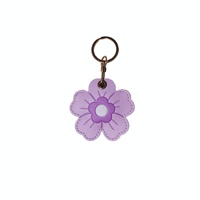 Gugu Tribe Modern Minimalist Flower Accessory Bag Charm Leather Keychain Simple Card Holder Small Pendant Gift Individually