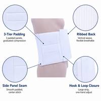 Ceinture abdominale post-chirurgicale blanche avec panneau frontal rembourré à 3 niveaux et dos en élastique côtelé