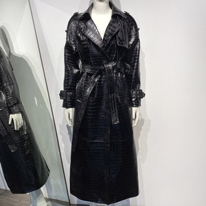 2025 autunno Trench giacca di <span class=keywords><strong>pelle</strong></span> lunga argento serpente modello di <span class=keywords><strong>pelle</strong></span> giacche di <span class=keywords><strong>pelle</strong></span> naturale da <span class=keywords><strong>donna</strong></span> in <span class=keywords><strong>pelle</strong></span> di montone - Product Image 2