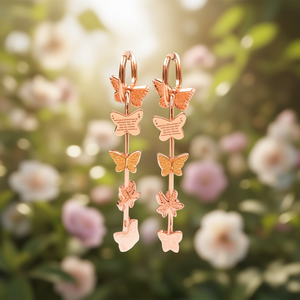 Pendientes colgantes de mariposa en oro rosa E956 para mujer, bonitos pendientes de aleación, regalo de joyería de moda - Product Image 2