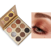 Palette de fards à paupières pigmentés de haute qualité, 9 couleurs, logo personnalisé, marque privée, couleur scintillante rose