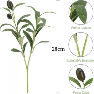 Realistic <b>Artificial</b> Olive Leaf <b>Stem</b> Fake Green Plant For Home Hotel B&B Table Vase Floral Soft Decor - Product Image 2