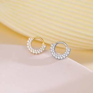 Anillo de Segmento Articulado para Septum de Titanio ASTM F136 Chapado en Oro con Doble Capa y Circonitas, Joyería para Piercing Corporal - Product Image 2