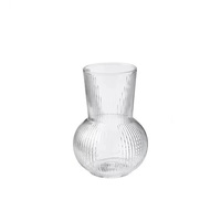 Décoration d'intérieur de luxe, vase en verre transparent à rayures verticales uniques, vase cylindrique simple en cristal pour mariage, vase mural pour hôtels
