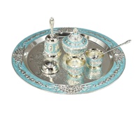Assiette de présentation de fruits secs et de noix en métal argenté à motif animalier écologique avec services de vaisselle émaillée, style américain, pour fêtes