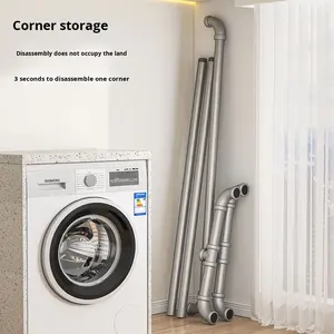 Basit demir boru açık giysi kurutma raf kalınlaşmış takviyeli mobil balkon kapalı zemin ayakta tek katmanlı - Product Image 5