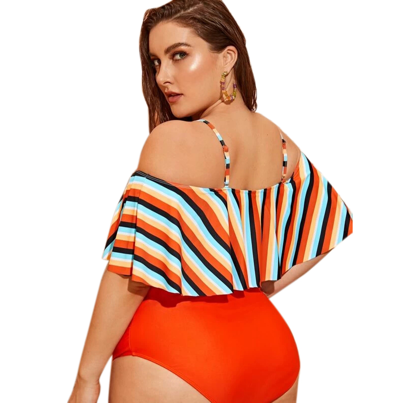 2022 New Design DAMO Plus Size Women Strip Bikini Top High Waist Summer Girls Cover Up Bikini 2pcs Recycled Nylon Swimwear