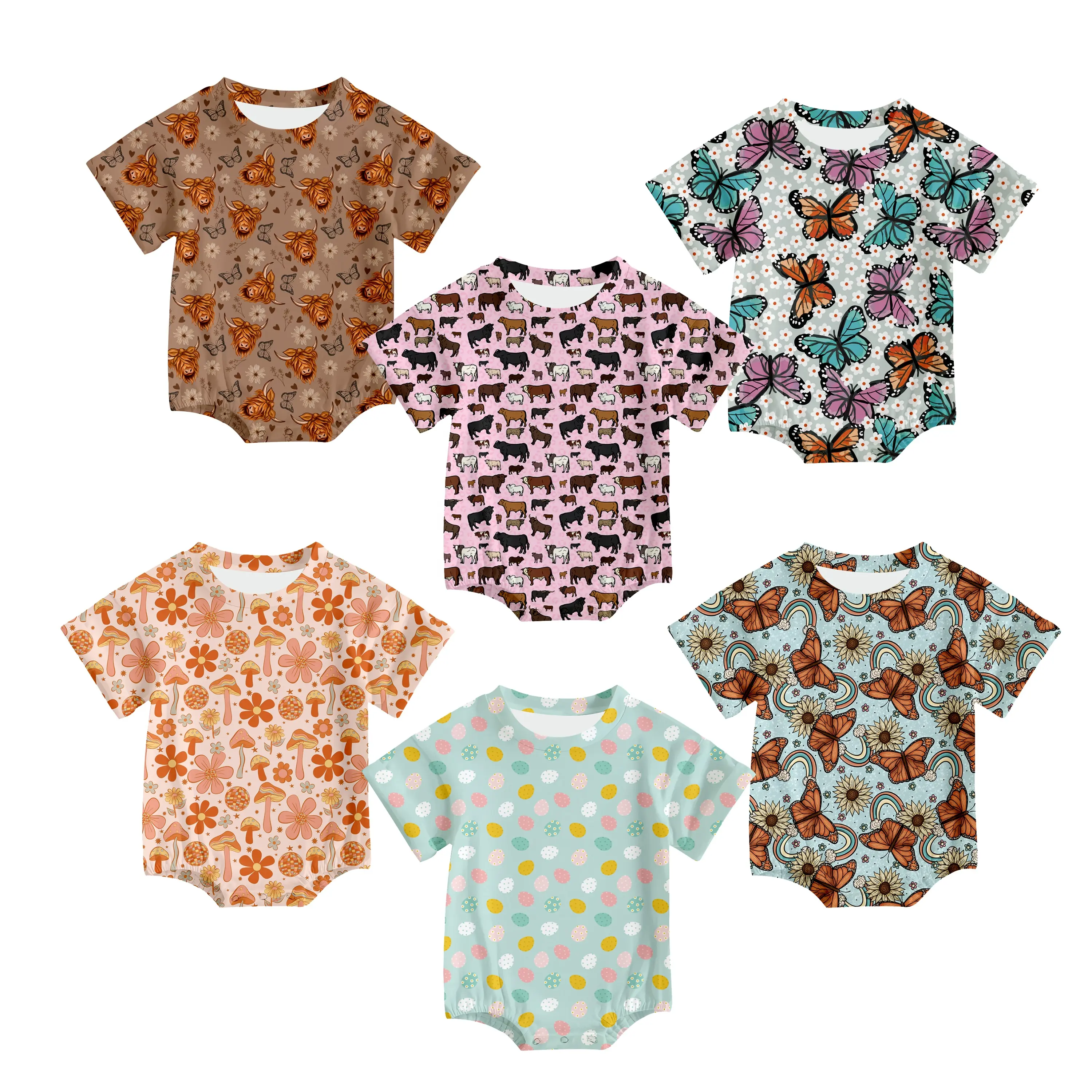 Grenouillères pour bébés, vêtements d'été confortables à manches courtes, vêtements pour enfants, barboteuse mignonne pour nouveaux-nés, petite barboteuse d'amour, vente en gros