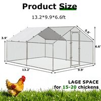 Grand poulailler métallique, enclos à poules robuste de 13,2x9,9x6,6 pieds avec forme en spirale