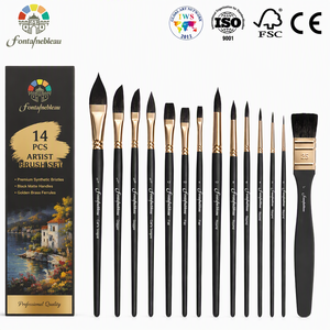 Set di 14 <span class=keywords><strong>Pennelli</strong></span> <span class=keywords><strong>per</strong></span> <span class=keywords><strong>Acquerello</strong></span> Fontainebleau, Setole Sintetiche Morbide in Nylon, <span class=keywords><strong>Pennelli</strong></span> Piatti e Rotondi Appuntiti <span class=keywords><strong>per</strong></span> Pittura Acrilica - Product Image 1