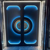 Porte de bar KTV personnalisée, insonorisée, en acier inoxydable et verre mosaïque, design postmoderne, ouverture manuelle, pour intérieur.