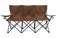 Chaise de camping pliante NBT Outdoor pour 3 personnes, banc extérieur triple avec porte-gobelets doubles, chaise de camping pliable 3 places