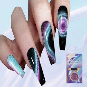 Poudre à ongles effet œil de chat 5D, 12 couleurs, paillettes laser, pigment chrome Aurora, paillettes magnétiques pour la décoration des ongles, salon de manucure - Product Image 1