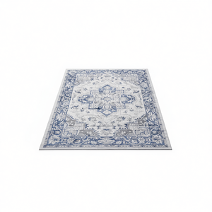 Alfombra Oriental Azul Grisácea con Medallón, Rectangular 6X9, Resistente a las Manchas y sin Desprendimiento de Pelusa, para Hogar, Oficina, Sala de Estar, Dormitorio, Comedor - Product Image 1
