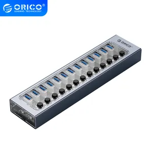 ORICO HUB Industrial de 13 puertos USB 3 0 Hub BC 1,2 USB Splitter 60W Adaptador de corriente Expansor múltiple 3,0 Hub con interruptor individual