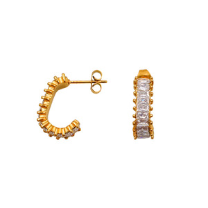 Geometric Zircon <b>Stud</b> Earrings Gold Rose Gold Channel Setting Asymmetry Everyday Wear <b>Titanium</b> Steel Knot Earrings - Product Image 5
