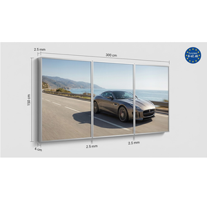 Fabriqué en Allemagne, affichage lenticulaire modulaire extra-large Lentiprint, 300x150cm, 3 panneaux, 40 LPI, cadre argenté, Euroclass B, MOQ 1 ensemble - Product Image 1
