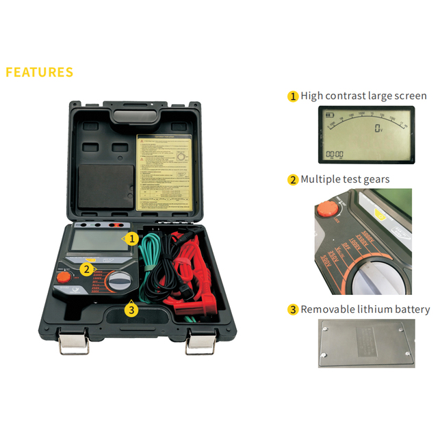 D1103 Insulation Resistance Tester 5kV CAT III 600V PI DAR Auto Test Insulation Resistance Tester for Cable Transformer