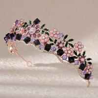 Europe Amérique Rétro Perle Diadèmes Forêt-style Diamant Incrusté Floral Casque Belle Cristal Couronne De Mariée