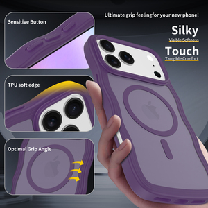 Coque de <span class=keywords><strong>téléphone</strong></span> hybride TPU PC mate à motif ondulé, <span class=keywords><strong>anti</strong></span>-rayures, antichoc, protection <span class=keywords><strong>pour</strong></span> 17 Pro Max - Product Image 3