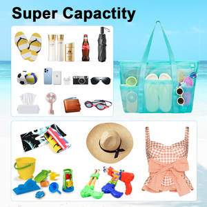 Dongyu Hot Bán mới nhất Mô hình bãi biển màu xanh lá cây và màu tím Organiser lưới túi lớn bãi biển không thấm nước Tote Túi - Product Image 4