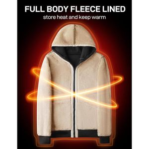 FOXA Sherpa Hoodie Men Zip Up <b>Fleece</b> <b>Lined</b> Warm Hooded Sweatshirt Heavyweight Winter <b>Jacket</b> - Product Image 4