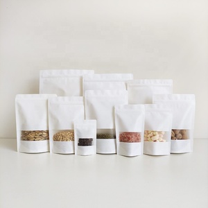 10x15cm bolsas Reclosable nhiệt niêm phong thực phẩm màu trắng bao bì Ziplock Túi giấy Kraft dây kéo túi với cửa sổ - Product Image 1