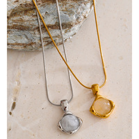 JINYOU-Collier classique avec pendentif en pierre naturelle, quartz blanc, étanche, en acier inoxydable, 1505