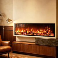 Cheminée électrique à LED avec thermostat réglable et télécommande LUXUAN, flamme multicolore, style encastrable