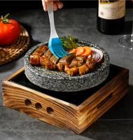 Plaque de cuisson en pierre de lave granitique pour steak, carrée ou ronde, avec réchaud à alcool intégré, pour restaurants de steaks