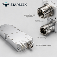 Module amplificateur de puissance GaN à large bande STARSEEK 100W 20-1000MHz Alimentation +28V Gain 50dBm Protection intégrée contre la surchauffe Vis