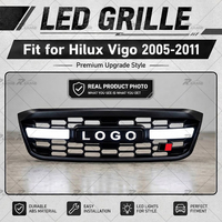Grille avant en maille noire avec lampe LED pour Toyota Hilux Vigo 2005-2011 N70 Pickup 4X4 Modification Body Kit