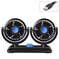 Ventilateur réglable à rotation de 360 degrés Ventilateur de refroidissement de voiture à double tête Ventilateur d'air de voiture à vent fort Air 2-en-1 pour voiture