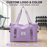 Sac de sport en nylon imperméable grande capacité extensible avec compartiment à chaussures, poche humide et passant pour trolley de bagages pour voyage et sport