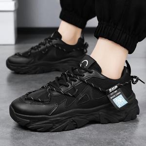 Chaussures décontractées pour hommes, best-seller toutes saisons, tendance, respirantes, en maille et PU, à lacets, semelle épaisse, résistantes à l'usure - Product Image 3
