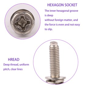 Niken mạ lục giác đầu Phillips lõm Máy vít Phillips slott hình lục giác với vít kết hợp lò xo phẳng - Product Image 3