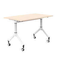 Bureau pliant extensible Liyu en acier inoxydable moderne avancé avec plateau en bois, table de formation portable sur roulettes, amovible pour le bureau