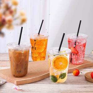 Vasos Desechables Ecológicos Premium con Borde en U, de Plástico, Transparentes, de 12-32 oz, con Tapas para Smoothies, Té con Leche y Té de Burbujas - Product Image 3