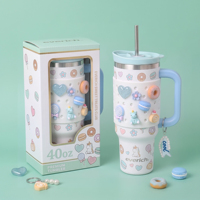 Nouveau Gobelet Isotherme en Acier Inoxydable à Double Paroi de 40 oz avec Poignée, Sans BPA, Design Mignon, Portable, Boîte Cadeau de Voyage 2026