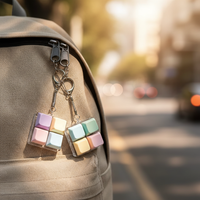 Porte-clés LED anti-stress en acrylique, étanche et léger, avec design de dessin animé
