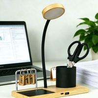 Nouvel Organisateur de Bureau en Bambou 2026 avec Chargeur Téléphone Sans Fil, Calendrier et Porte-Stylo – Décoration de Table pour Maison et Bureau