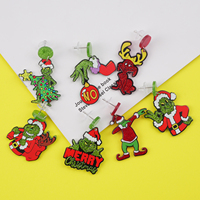 Boucles d'oreilles Grinch de vacances de Noël Sparkle Green Glitter Boucles d'oreilles géométriques percées Ornement Boucles d'oreilles Meilleur cadeau de Noël pour les fêtes
