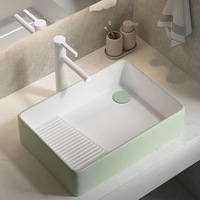 Usine directe en céramique rectangulaire comptoir lavabo lavabo planche à laver pour salle de bain pour Machine à laver évier de vidange latéral