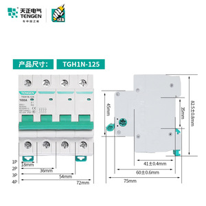 Tengen สวิตช์ตัดการเชื่อมต่อขนาดเล็ก TGH1N-125 32A 100A 125A 1P 2P 3P 4P เบรกเกอร์แรงดันต่ำ - Product Image 3