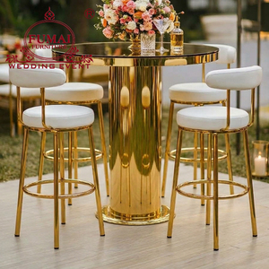 Tabouret de bar moderne doré en métal pour extérieur, pour restaurant - Product Image 1