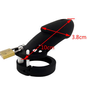 Longue taille 10*3.8cm Silicone Cock Cage doux gode oiseau verrouillé pénis anneau Cage, Silicone souple coq cage mâle dispositifs de chasteté - Product Image 5