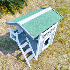 슌다 친환경 고급 모던 고양이 집 SDCH004 그레이 실내외 원목 애완동물 집 패션 프린트 캐리어 레저 - Product Image 4