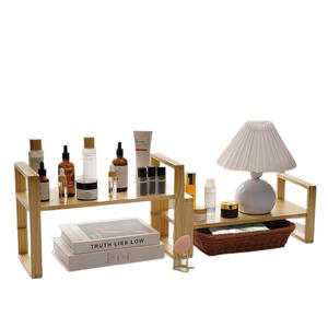 Estante de almacenamiento de madera para cosméticos y productos para el cuidado de la piel, color madera natural, estante organizador de madera maciza - Product Image 2
